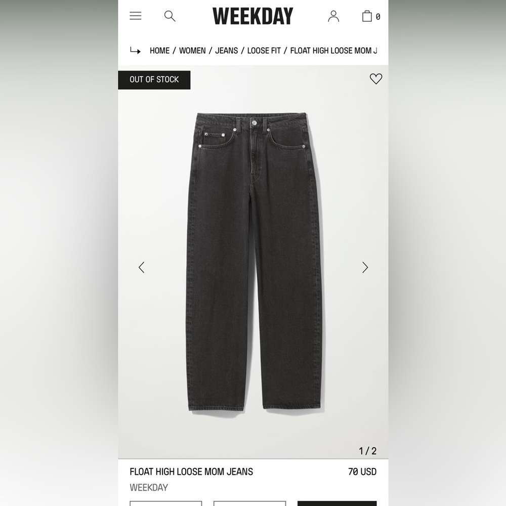 Weekday Black Wide Leg Jeans
